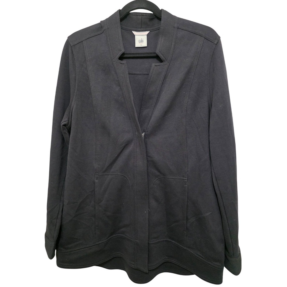 Cabi Black Long-Sleeve Zip-Up Cardigan Jacket With Front‎ Pockets Size L